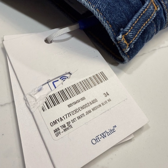 Off-White Skate Blue Jeans Brand New - 34 Waist - Picture 2 of 7